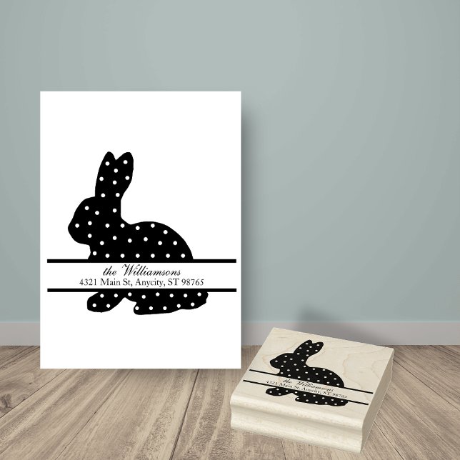 Tampons Encreurs Lapin à pois monogramme adresse de retour (Créateur téléchargé)