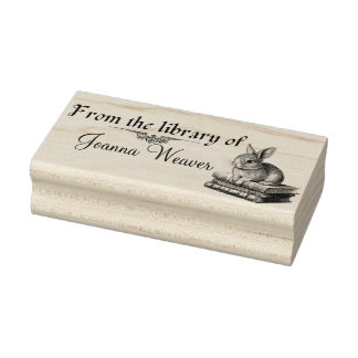 Tampons Encreurs Lapin sur livres Timbre en bois personnalisé pour 