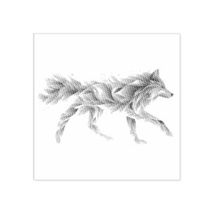 Tampons Encreurs L'art Abstrait du loup : Illustration géométrique 