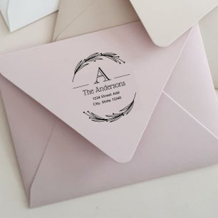 Tampons Encreurs Laurel Monogram Nom de famille Adresse de retour