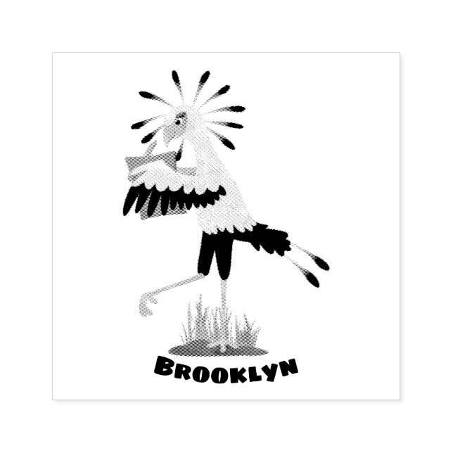 Tampons Encreurs Le mignon secrétaire oiseau écrire des notes dessi (Impression)