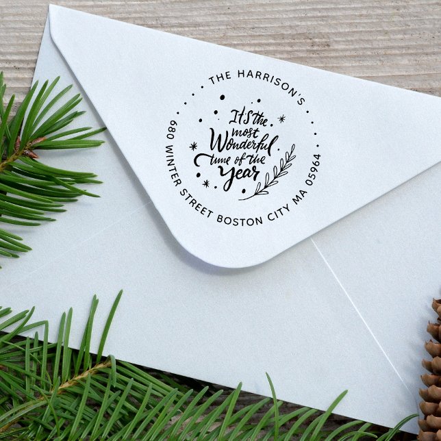 Tampons Encreurs Le Temps Le Plus Merveilleux De L'Année Adresse (It's The Most Wonderful Time Of The Year Return Address Rubber Stamp)