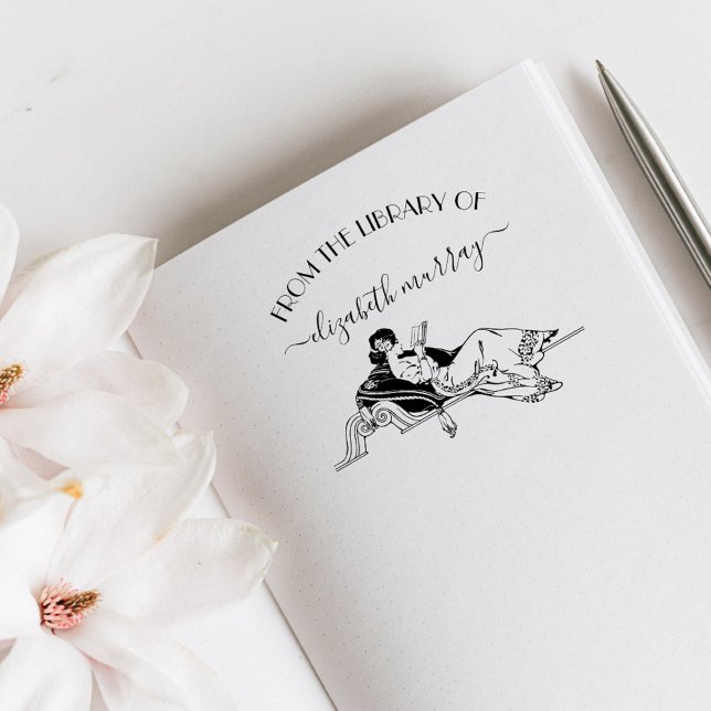 Tampons Encreurs Lecture vintage Femme Élégante Bibliothèque person (Créateur téléchargé)