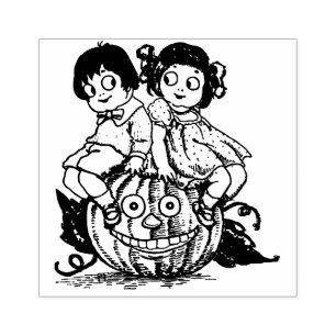 Tampons Encreurs Les enfants d'Halloween Vintages sur Jack O'Lanter