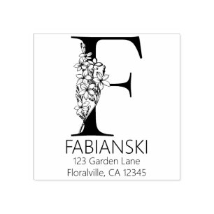 Tampons Encreurs Lettre à la tête florale - F - Adresse de retour