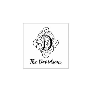 Tampons Encreurs Lettre D Nom du monogramme initial élégant