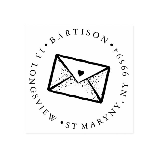 TAMPONS ENCREURS LETTRE ENVELOPPE TATOO ADRESSE DE RETOUR RONDE (Impression)