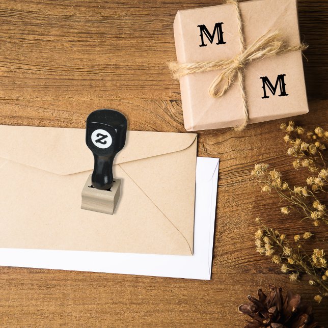 Tampons Encreurs Lettre unique initiale monographique personnalisée (Custom Personalized Monogram Initial Single Letter Rubber Stamp)