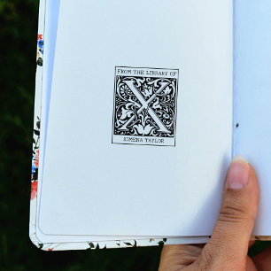Tampons Encreurs Lettre vintage monographie florale X de la bibliot