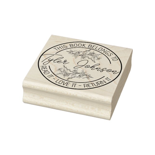 Tampons Encreurs Librairie plaque de livres Fils fleuris personnali (Tampon)