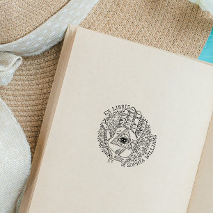 Tampons Encreurs Libris Ex Personnalisé, Main Spirituelle, Livre Ha