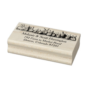 Tampons Encreurs Ligne de lapins Vintage Adresse de retour Timbre