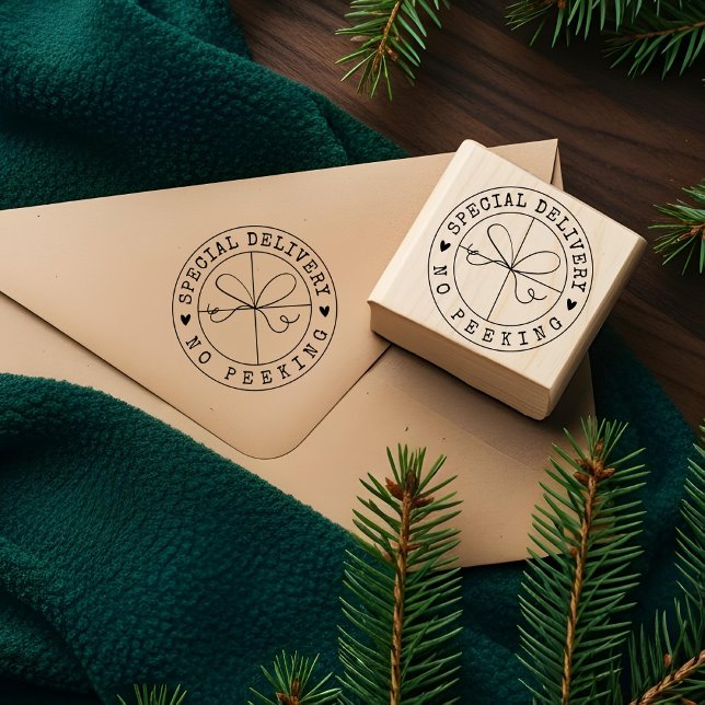 Tampons Encreurs Livraison spéciale amusante Pas de Parcelle papier (Fun Special Delivery No Peeking Kraft Paper Parcel Rubber Stamp)