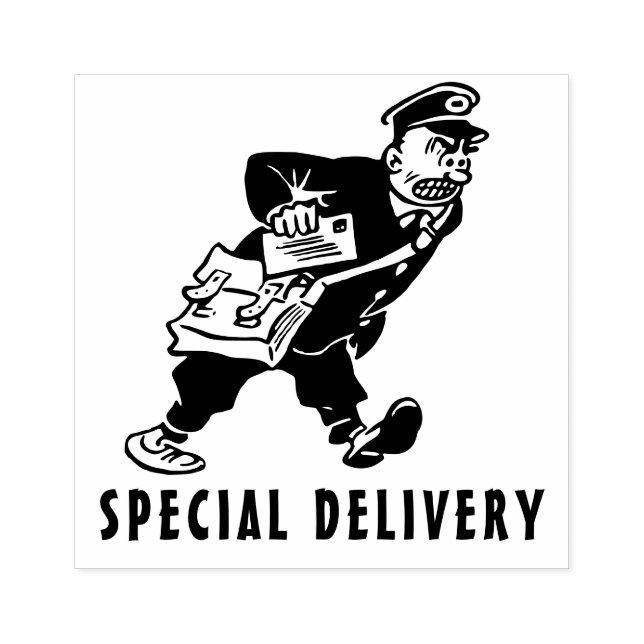 Tampons Encreurs Livraison spéciale dessin postman en colère (Impression)