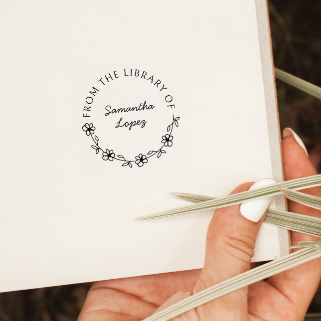 Tampons Encreurs Livre de bibliothèque de scripts floraux ronds (Créateur téléchargé)