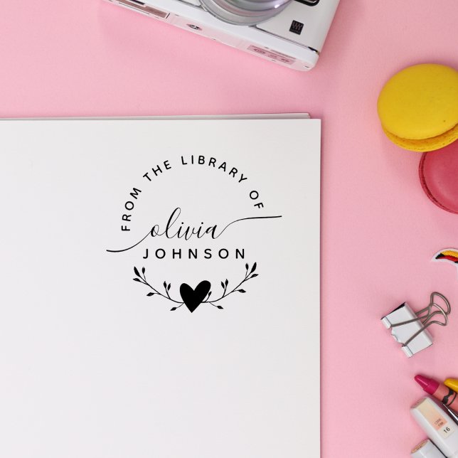 Tampons Encreurs Livre de bibliothèque personnalisé de script minim (Créateur téléchargé)