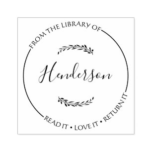 Tampons Encreurs Livre floral de timbre de bibliothèque personnalis