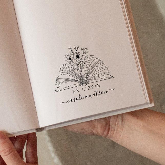 Tampons Encreurs Livre floral Ex libris Timbre en caoutchouc (Créateur téléchargé)