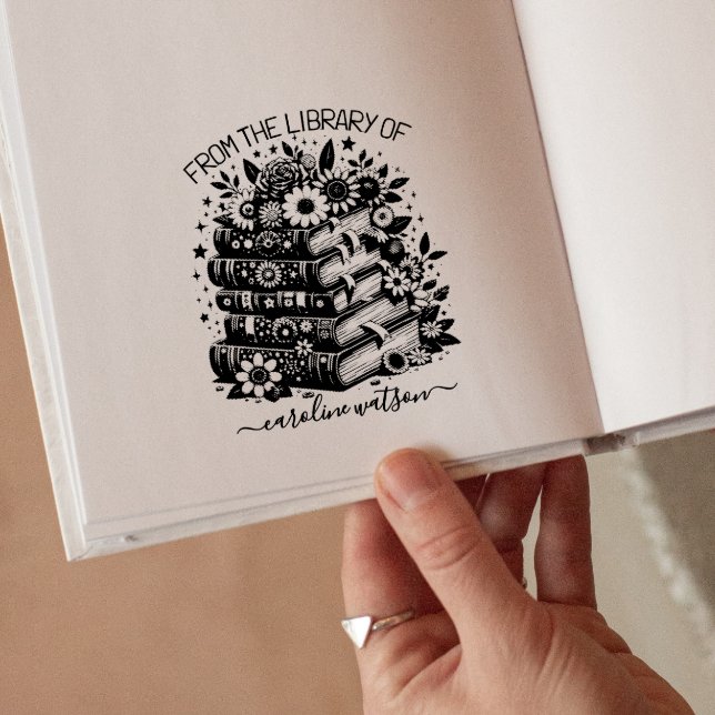 Tampons Encreurs Livres floraux de la bibliothèque de Timbre en cao (Créateur téléchargé)