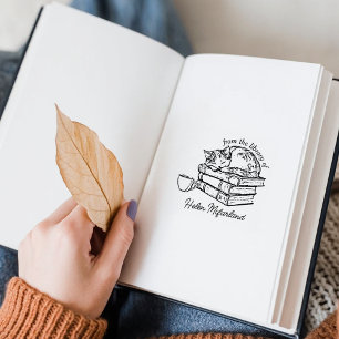 Tampons Encreurs Livres vintages de chat et plaque de café