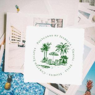 Tampons Encreurs Logo de blogueur de voyage Palmier Tropical   Sur 