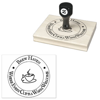 Tampons Encreurs Logo de café minimaliste noir et blanc cercle