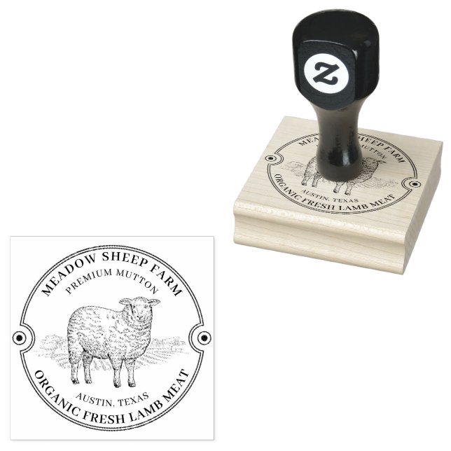 Tampons Encreurs Logo de ferme de mouton d'agneau rustique (Tamponné)