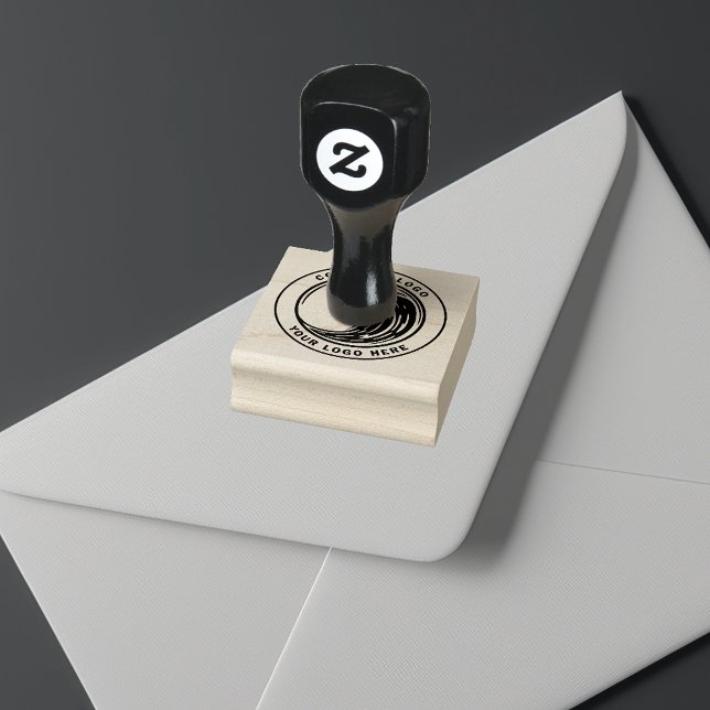 Tampons Encreurs Logo de marque personnalisé (Business Logo Circle Wood Rubber Stamp)