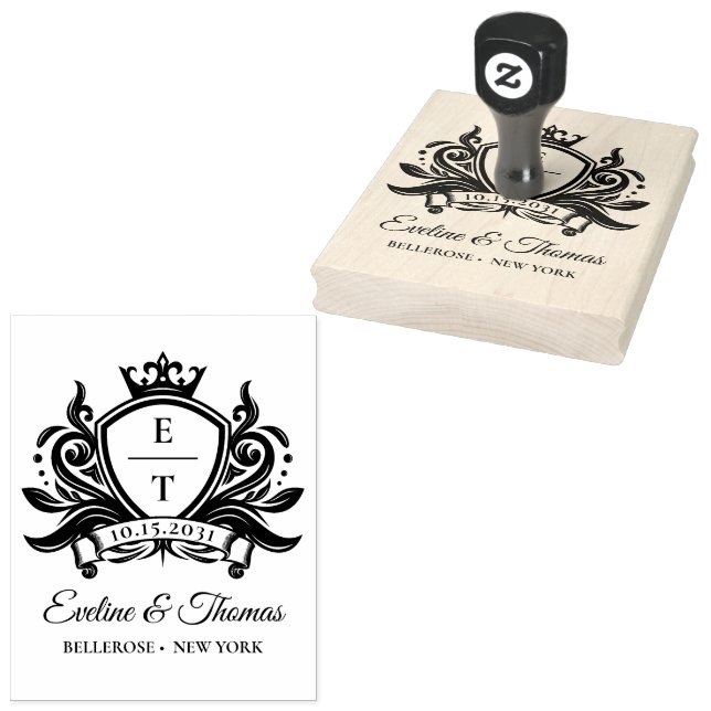 Tampons Encreurs Logo de monogramme de mariage royal gras moderne (Tamponné)