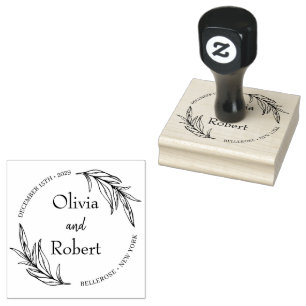 Tampons Encreurs Logo du monogramme du mariage botanique à couronne