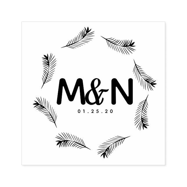 Tampons Encreurs Logo mariage Palm Tropical Feuille Circulaire (Impression)