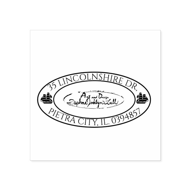 Tampons Encreurs Logo personnalisé Adresse de retour Ovale Nautique (Impression)