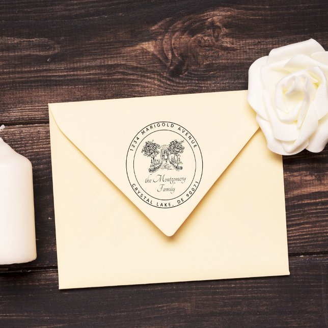 Tampons Encreurs Logo personnalisé Elegant Nom de famille Adresse d (Créateur téléchargé)