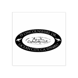 Tampons Encreurs Logo personnalisé w Whales Black Oval Adresse de r