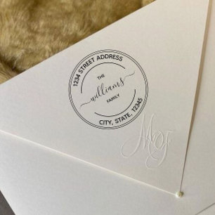 Tampons Encreurs Logo rond Adresse de retour du nom de famille
