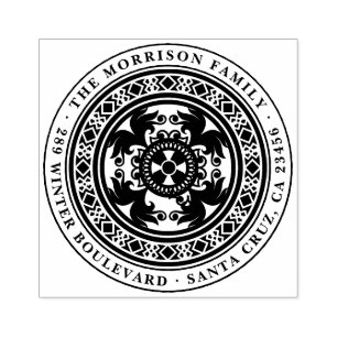 Tampons Encreurs Logo Vintage personnalisé Nom de famille et adress