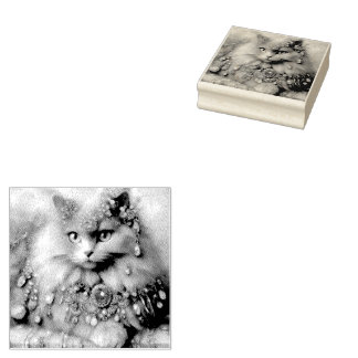 Tampons Encreurs Longue Cheveux Gris Nebelung Chat Kitty Bijoux Bij