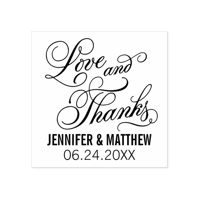 Tampons Encreurs Love and Thanks Calligraphy Script Mariage (Impression)