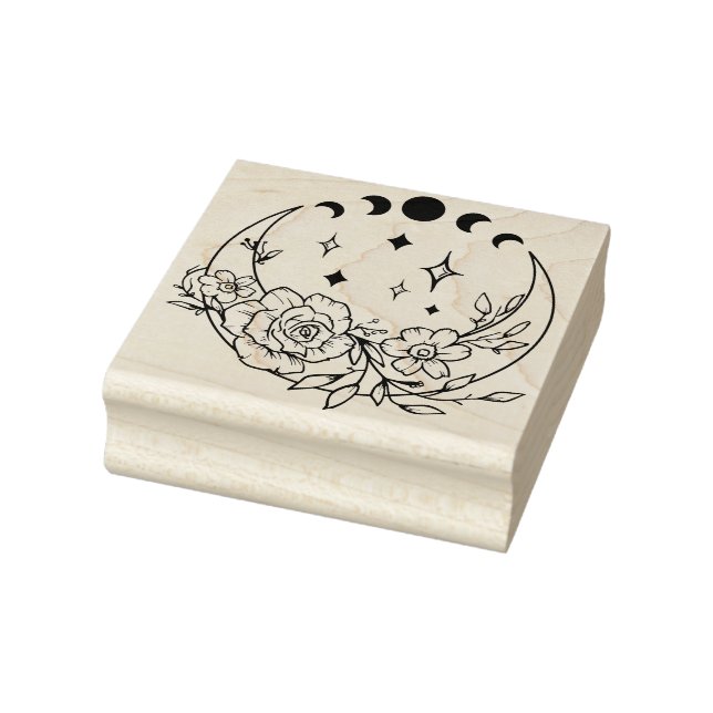 Tampons Encreurs Lune Crescent Fleurie Avec Phases Lune (Tampon)