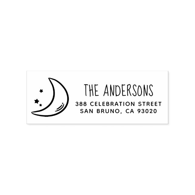 Tampons Encreurs Lune et étoiles | Nom de famille et adresse de ret (Impression)