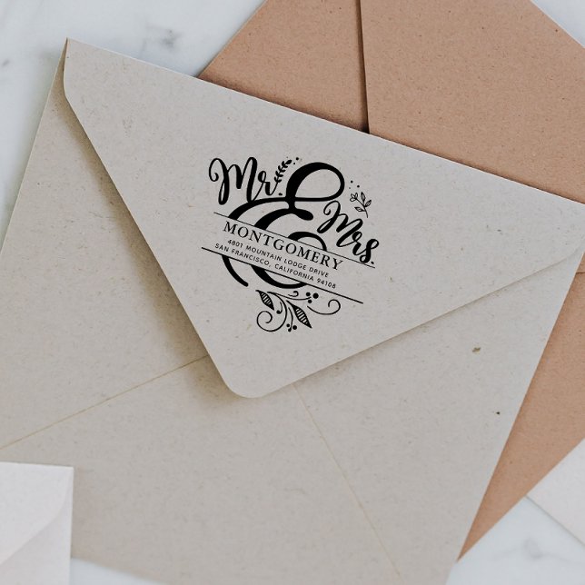 Tampons Encreurs M. & Mme | Adresse de retour de mariage personnali (Créateur téléchargé)
