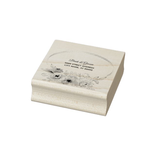 Tampons Encreurs Mariage Adresse de retour Cadre floral Élégant (Tampon)