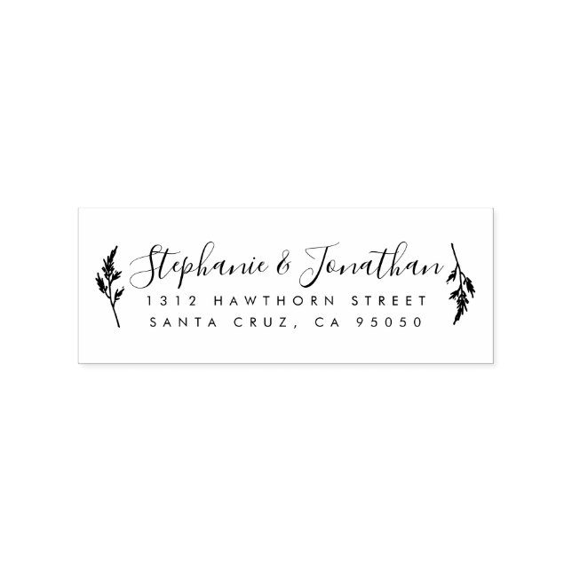 Tampons Encreurs Mariage botanique Adresse de retour de script de c (Impression)