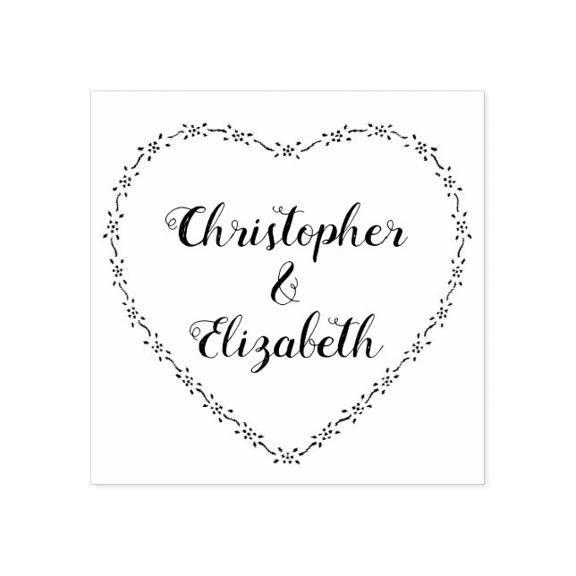 Tampons Encreurs Mariage campagnard simple de couronne de coeur flo (Impression)