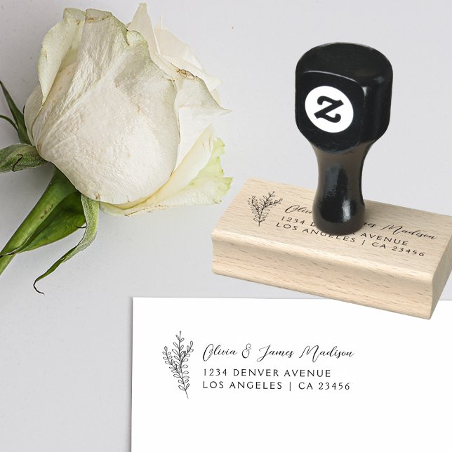 Tampons Encreurs Mariage de couple Adresse simple moderne Botanique (Créateur téléchargé)