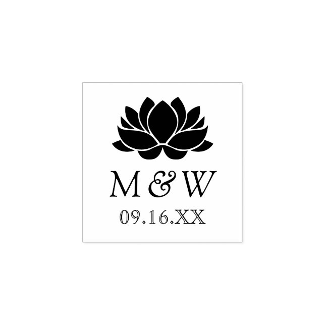 Tampons Encreurs Mariage de monogramme Lotus Flower (Impression)