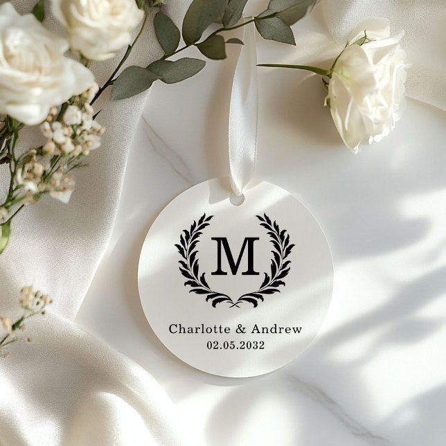 Tampons Encreurs Mariage Élégant Personnalisé Monogramme Crest (Custom Elegant Crest Monogram Wedding Rubber Stamp)