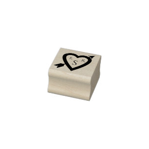 Tampons Encreurs Mariage monogramme de la flèche du coeur romantiqu