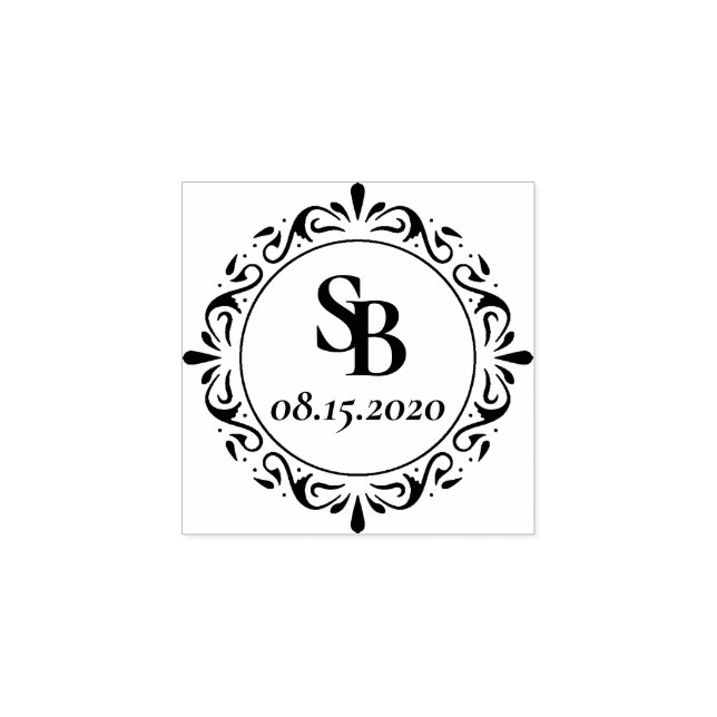 Tampons Encreurs Mariage Monogramme Rustique Personnalisé (Impression)