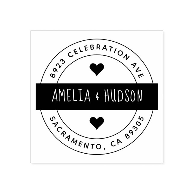 Tampons Encreurs Mariage rond de typographie mignonne Adresse de re (Impression)